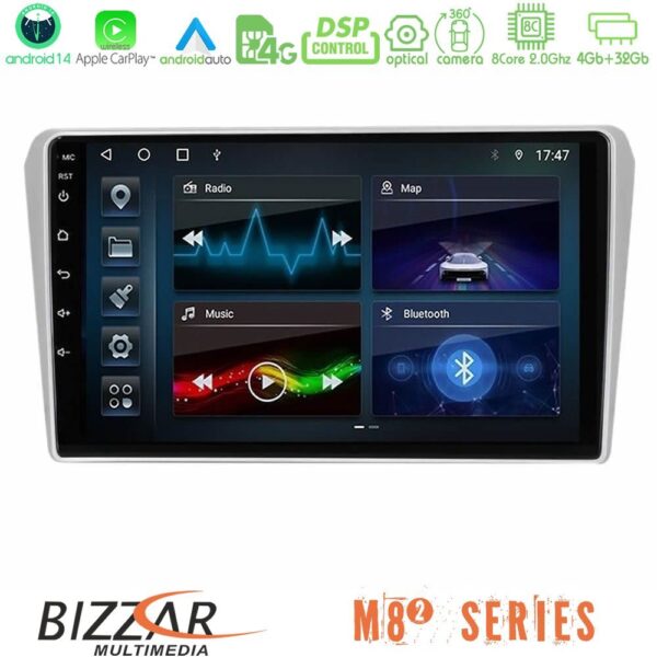 Bizzar M8² Series 8Core Android14 4+32GB Toyota Avensis T25 02/2003–2008 Navigation Multimedia Tablet 9" Με Carplay & Android Auto