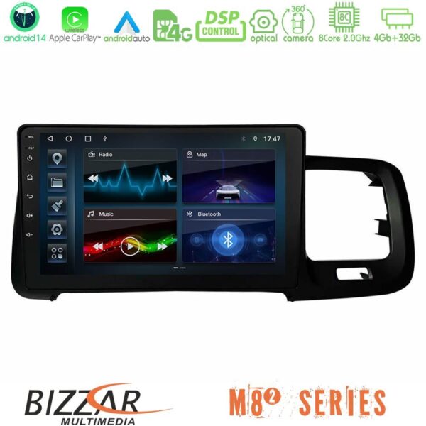 Bizzar M8² Series 8Core Android14 4+32GB Volvo S60 2010-2018 Navigation Multimedia Tablet 9" Με Carplay & Android Auto