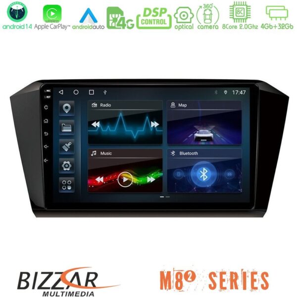 Bizzar M8² Series 8Core Android14 4+32GB VW Passat Navigation Multimedia Tablet 10" Με Carplay & Android Auto