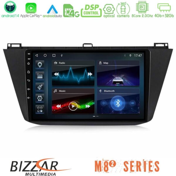 Bizzar M8² Series 8Core Android14 4+32GB Vw Tiguan 2016-2022 Navigation Multimedia Tablet 10″ Με Carplay & Android Auto