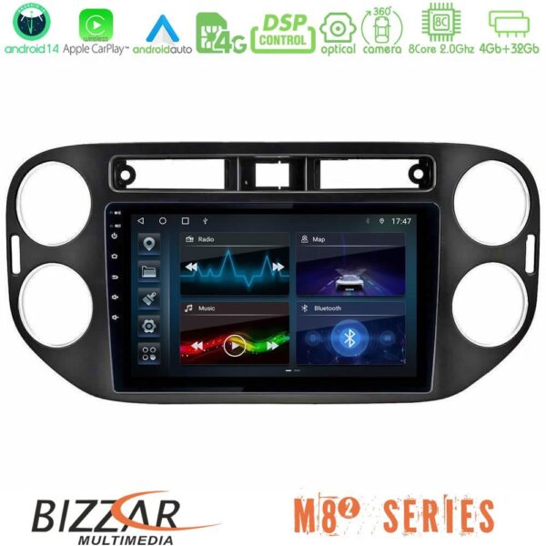 Bizzar M8² Series 8Core Android14 4+32GB VW Tiguan Navigation Multimedia Tablet 9" (23mm alarm button) Με Carplay & Android Auto