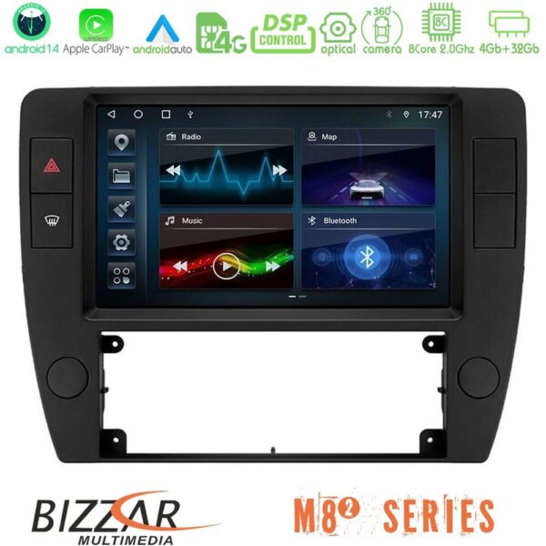 Bizzar M8² Series 8Core Android14 4+32GB VW Passat B5 2001-2005 Navigation Multimedia Tablet 9" Με Carplay & Android Auto
