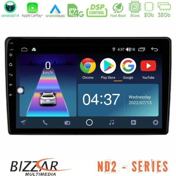 Bizzar ND2 Series 8Core Android14 2+32GB Alfa Romeo Giulietta 2014-2021 Navigation Multimedia Tablet 10" Με Carplay & Android Auto