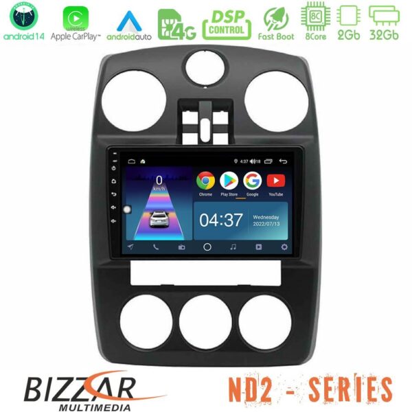 Bizzar ND2 Series 8Core Android14 2+32GB Chrysler PT-Cruiser 2000-2005 Navigation Multimedia Tablet 9″ Με Carplay & Android Auto