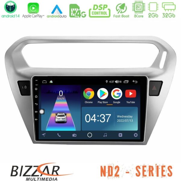 Bizzar ND2 Series 8Core Android14 2+32GB Citroën C-Elysée / Peugeot 301 Navigation Multimedia Tablet 9" Με Carplay & Android Auto