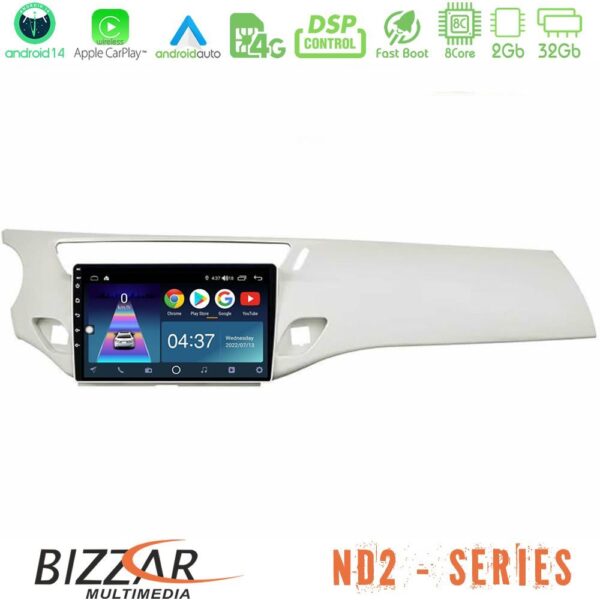 Bizzar ND2 Series 8Core Android14 2+32GB Citroen C3 2009-2016 Navigation Multimedia Tablet 9" Με Carplay & Android Auto (Άσπρο)