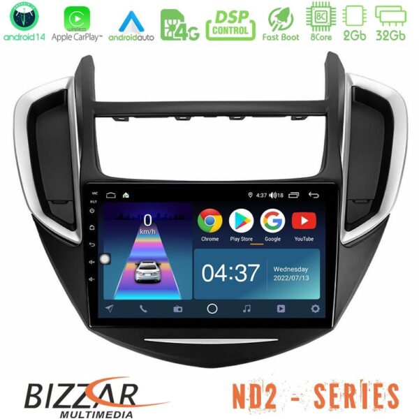 Bizzar ND2 Series 8Core Android14 2+32GB Chevrolet Trax 2013-2020 Navigation Multimedia Tablet 9" Με Carplay & Android Auto