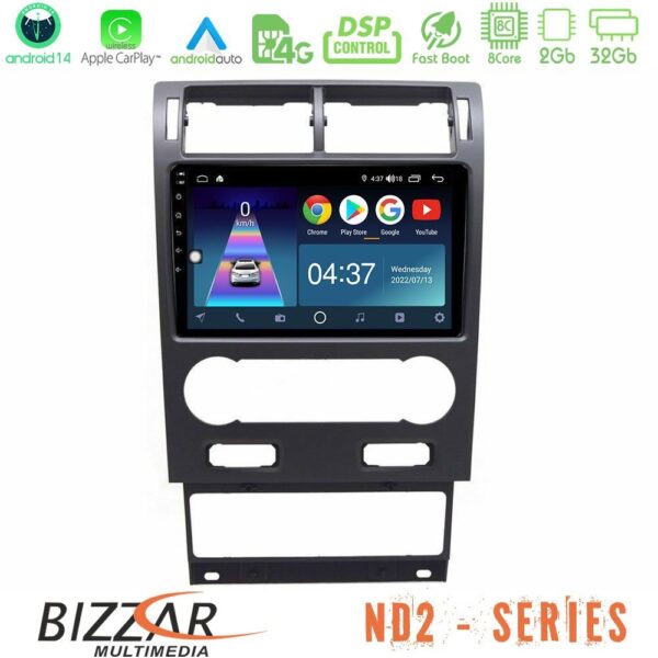 Bizzar ND2 Series 8Core Android14 2+32GB Ford Mondeo 2004-2007 Navigation Multimedia Tablet 9" Με Carplay & Android Auto