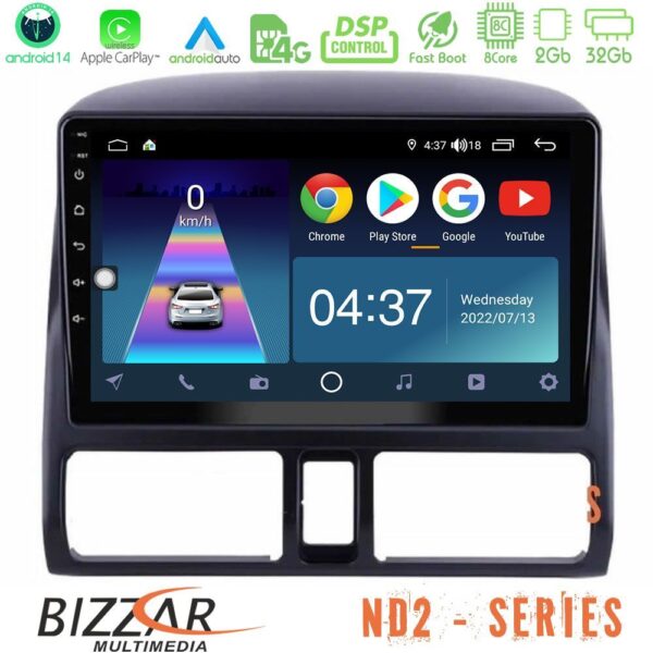 Bizzar ND2 Series 8Core Android14 2+32GB Honda CRV 2002-2006 Navigation Multimedia Tablet 9" Με Carplay & Android Auto