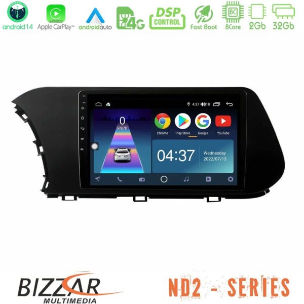Bizzar ND2 Series 8Core Android14 2+32GB Hyundai i20 2021-2023 Navigation Multimedia Tablet 9" Με Carplay & Android Auto