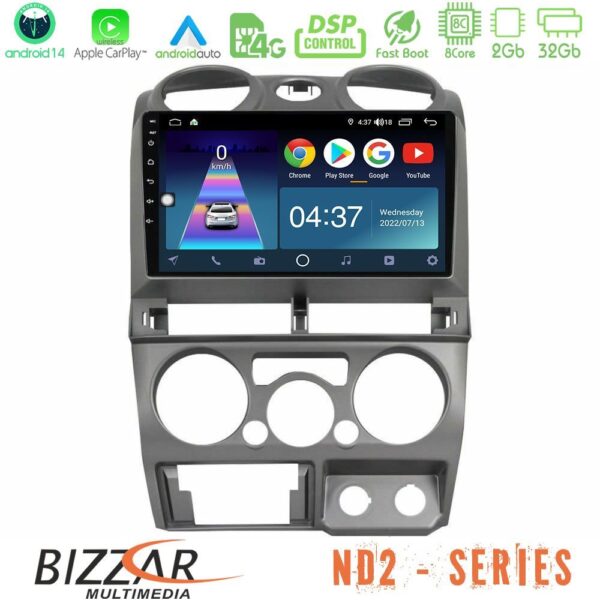Bizzar ND2 Series 8Core Android14 2+32GB Isuzu D-Max 2007-2011 Navigation Multimedia Tablet 9" Με Carplay & Android Auto