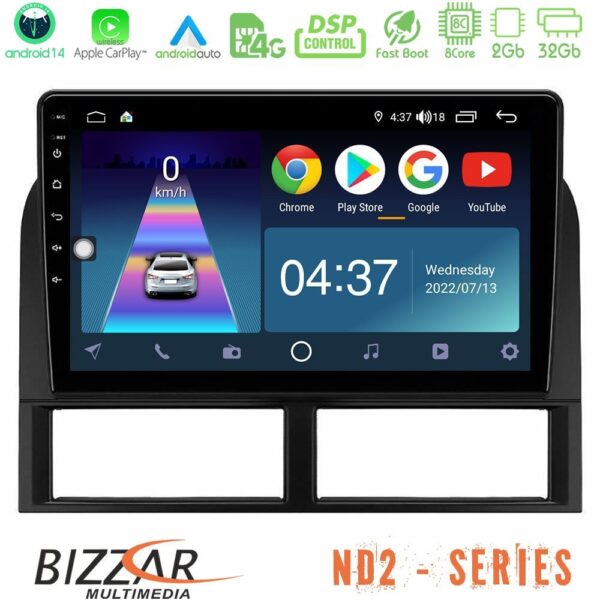 Bizzar ND2 Series 8Core Android14 2+32GB Jeep Grand Cherokee 1999-2004 Navigation Multimedia Tablet 9" Με Carplay & Android Auto
