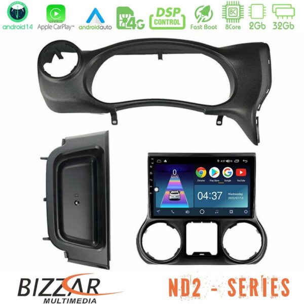 Bizzar ND2 Series 8Core Android14 2+32GB Jeep Wrangler 2014-2017 Navigation Multimedia Tablet 10" Με Carplay & Android Auto
