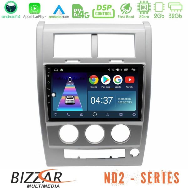 Bizzar ND2 Series 8Core Android14 2+32GB Jeep Cherokee (KK) 2008-2012 Navigation Multimedia Tablet 10" Με Carplay & Android Auto