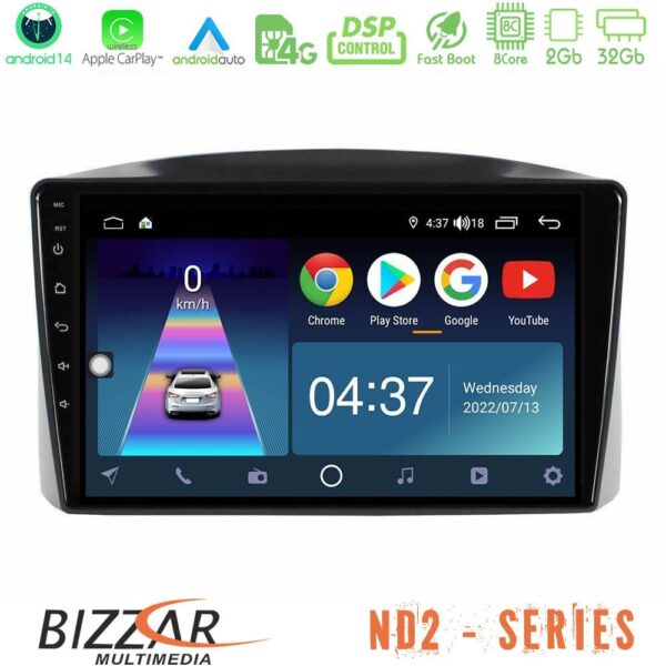 Bizzar ND2 Series 8Core Android14 2+32GB Jeep Grand Cherokee 2005-2007 Navigation Multimedia Tablet 10″ Με Carplay & Android Auto
