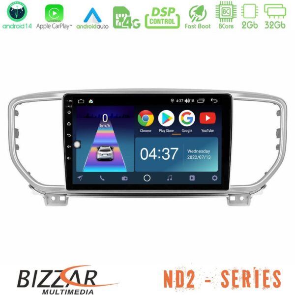 Bizzar ND2 Series 8Core Android14 2+32GB Kia Sportage 2018-2021 Navigation Multimedia Tablet 9" Με Carplay & Android Auto