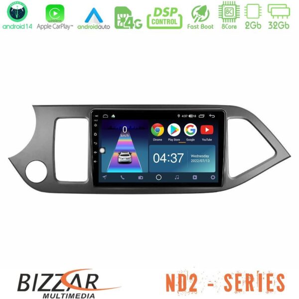 Bizzar ND2 Series 8Core Android14 2+32GB Kia Picanto Navigation Multimedia Tablet 9" Με Carplay & Android Auto - Image 2