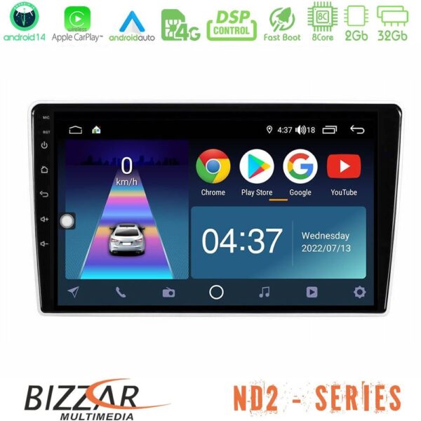 Bizzar ND2 Series 8Core Android14 2+32GB Kia Sportage 2005-2008 Navigation Multimedia Tablet 9″ Με Carplay & Android Auto