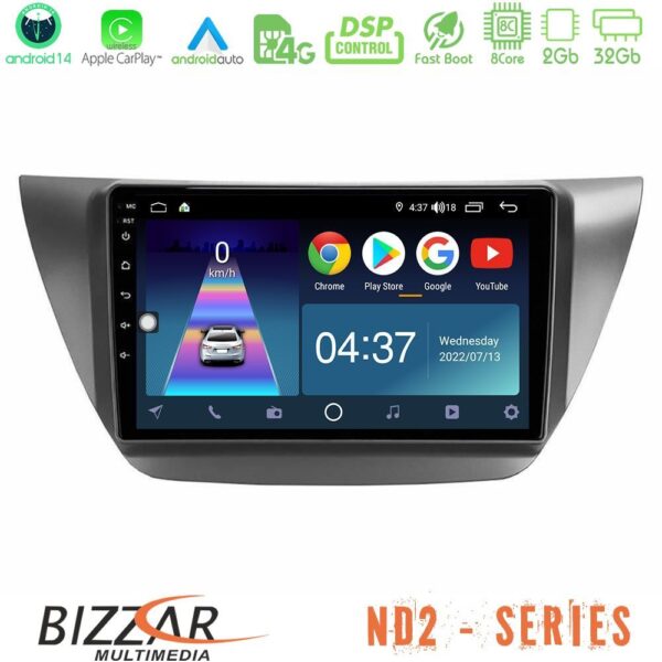 Bizzar ND2 Series 8Core Android14 2+32GB Mitsubishi Lancer 2004 – 2008 Navigation Multimedia Tablet 9" Με Carplay & Android Auto