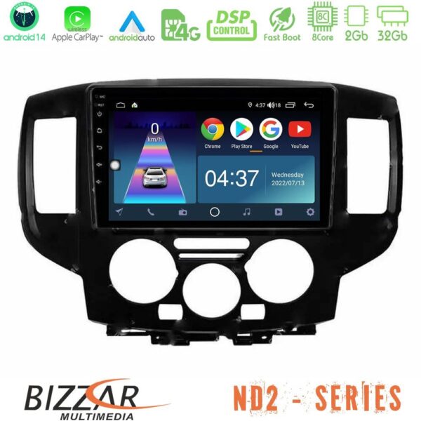 Bizzar ND2 Series 8Core Android14 2+32GB Nissan NV200 Navigation Multimedia Tablet 9" Με Carplay & Android Auto (Μαύρο)