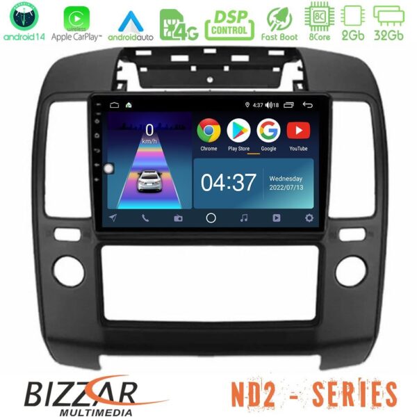Bizzar ND2 Series 8Core Android14 2+32GB Nissan Navara Navigation Multimedia Tablet 9" Με Carplay & Android Auto