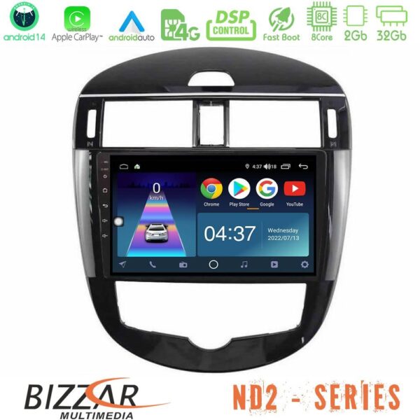 Bizzar ND2 Series 8Core Android14 2+32GB Nissan Pulsar 2015-2018 Navigation Multimedia Tablet 9" Με Carplay & Android Auto