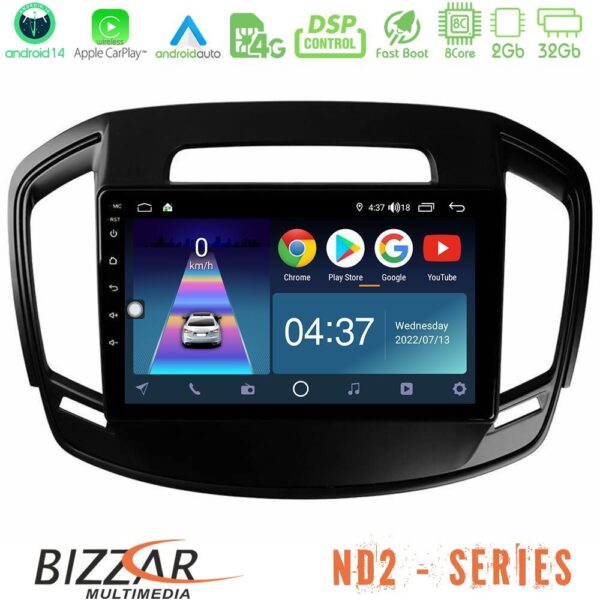 Bizzar ND2 Series 8Core Android14 2+32GB Opel Insignia 2014-2017 Navigation Multimedia Tablet 9" Με Carplay & Android Auto