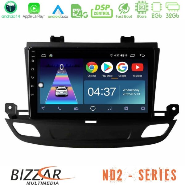 Bizzar ND2 Series 8Core Android14 2+32GB Opel Insignia 2 2017-2020 Navigation Multimedia Tablet 9" Με Carplay & Android Auto
