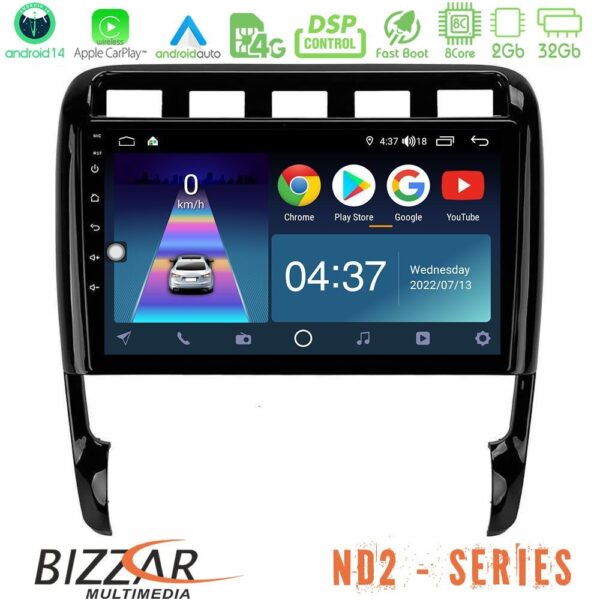 Bizzar ND2 Series 8Core Android14 2+32GB Porsche Cayenne 2003-2010 Navigation Multimedia Tablet 9" Με Carplay & Android Auto