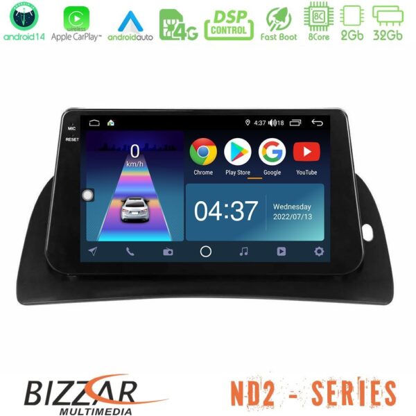 Bizzar ND2 Series 8Core Android14 2+32GB Renault Kangoo 2015-2018 Navigation Multimedia Tablet 9" Με Carplay & Android Auto