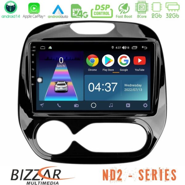 Bizzar ND2 Series 8Core Android14 2+32GB Renault Captur 2013-2019 (Auto AC) Navigation Multimedia Tablet 9" Με Carplay & Android Auto