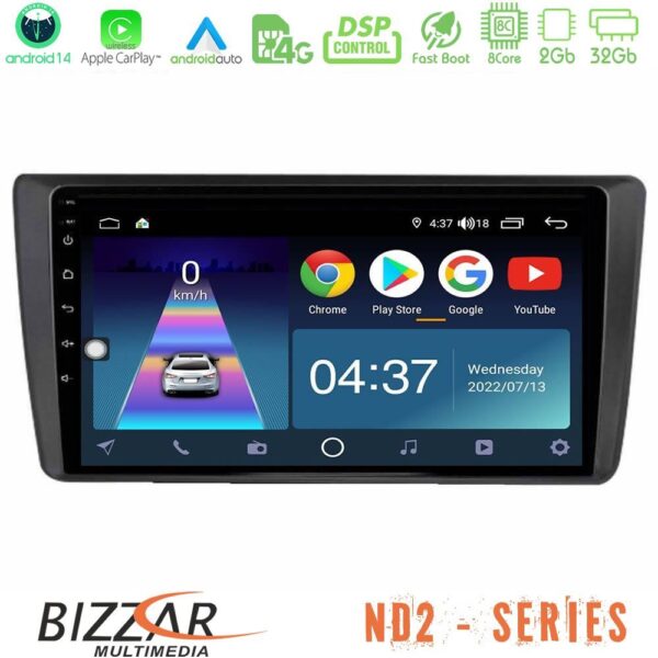 Bizzar ND2 Series 8Core Android14 2+32GB Skoda Octavia 2004-2012 Navigation Multimedia Tablet 9″ Με Carplay & Android Auto