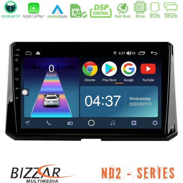 Bizzar ND2 Series 8Core Android14 2+32GB Toyota Corolla 2019-2022 Navigation Multimedia Tablet 9" Με Carplay & Android Auto