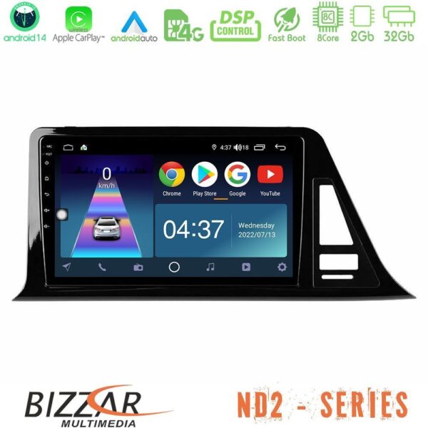 Bizzar ND2 Series 8Core Android14 2+32GB Toyota CH-R Navigation Multimedia Tablet 9" Με Carplay & Android Auto