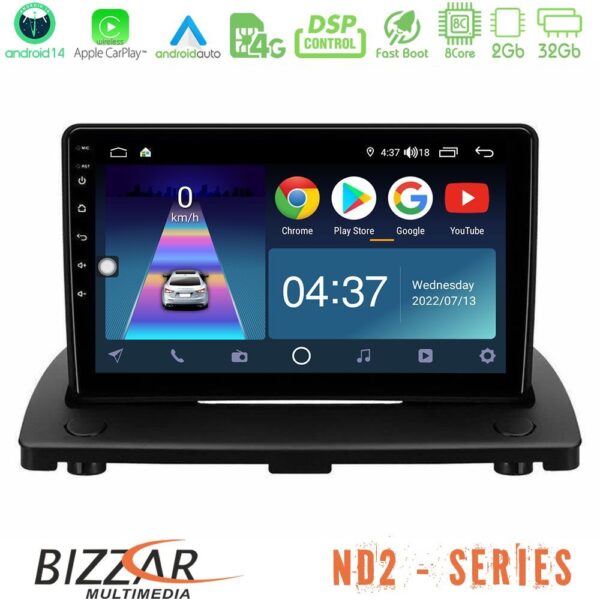 Bizzar ND2 Series 8Core Android14 2+32GB Volvo XC90 2006-2014 Navigation Multimedia Tablet 9" Με Carplay & Android Auto