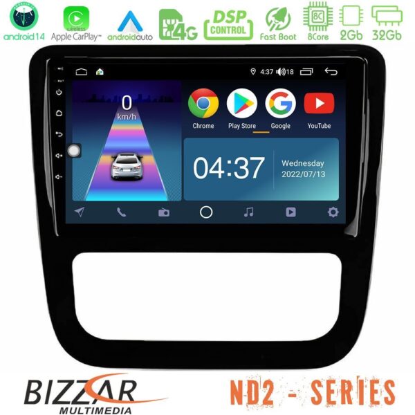 Bizzar ND2 Series 8Core Android14 2+32GB VW Scirocco 2008-2014 Navigation Multimedia Tablet 9" (μαύρο γυαλιστερό) Με Carplay & Android Auto