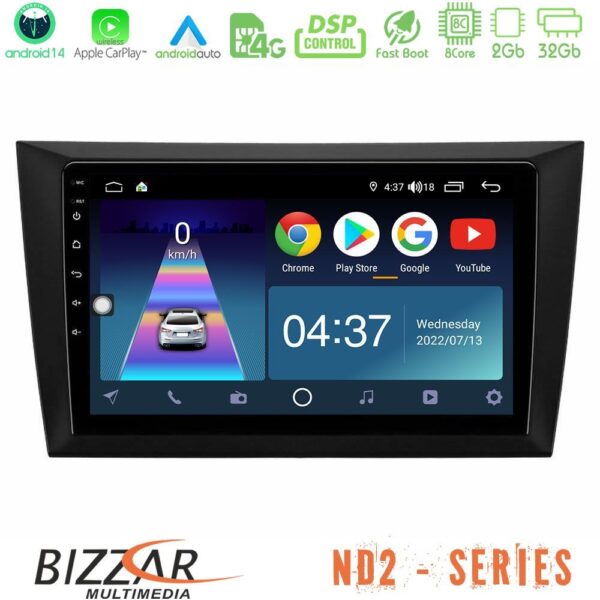 Bizzar ND2 Series 8Core Android14 2+32GB Vw Golf 6 Navigation Multimedia Tablet 9" Με Carplay & Android Auto
