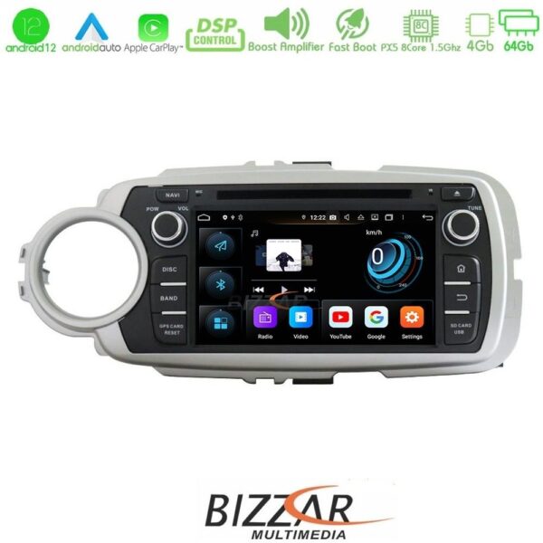 Bizzar Toyota Yaris 2012-2019 Android 12 8core 4+64GB Navigation Multimedia (OEM STYLE 7")