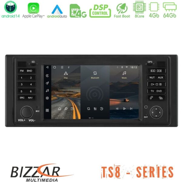 Bizzar BMW X5/5 Series 8core Android14 4+64GB Navigation Multimedia Deckless 7" με Carplay/AndroidAuto (OEM Style)