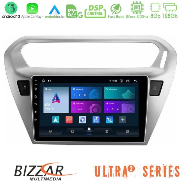 Bizzar Ultra Series Citroen C-Elysee / Peugeot 301 8Core Android13 8+128GB Navigation Multimedia Tablet 9"