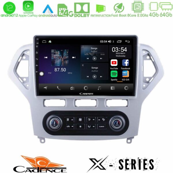 Cadence X Series Ford Mondeo 2007-2011 (Auto A/C) 8Core Android12 4+64GB Navigation Multimedia Tablet 10"