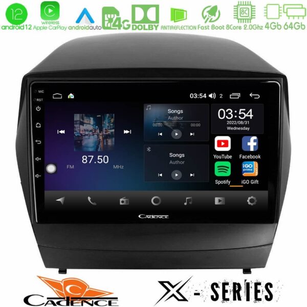 Cadence X Series Hyundai IX35 Auto A/C 8core Android 14 4+64GB Navigation Multimedia Tablet 10"