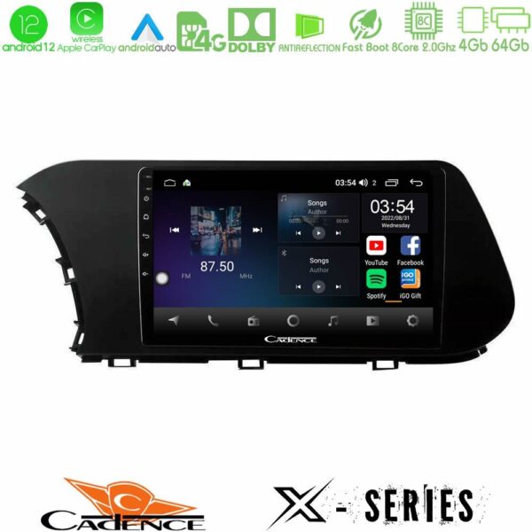 Cadence X Series Hyundai i20 2021-2024 8core Android 14 4+64GB Navigation Multimedia Tablet 9"