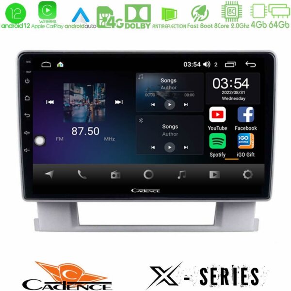Cadence X Series Opel Astra J 2010-2014 8core Android 14 4+64GB Navigation Multimedia Tablet 9"