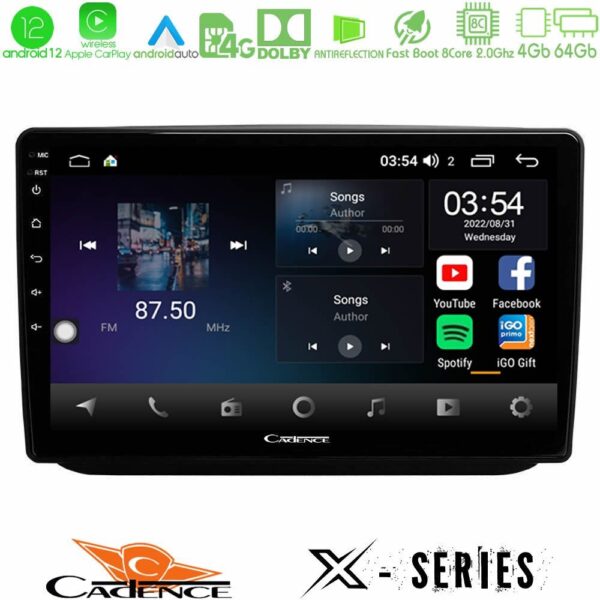 Cadence X Series Skoda Fabia 2007-2014 8core Android 14 4+64GB Navigation Multimedia Tablet 10"