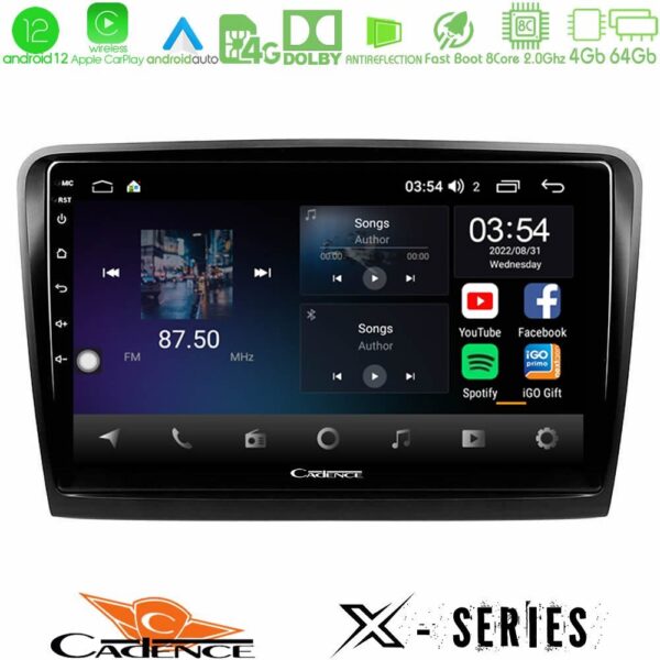 Cadence X Series Skoda Superb 2008-2015 8core Android12 4+64GB Navigation Multimedia Tablet 10"