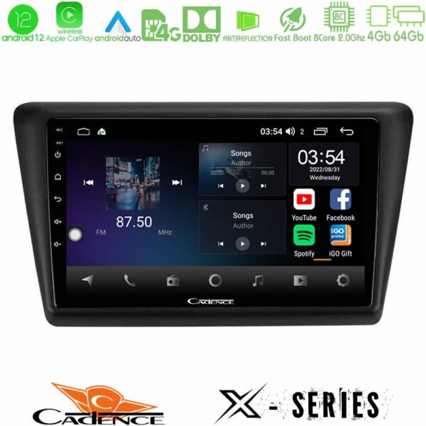Cadence X Series Skoda Rapid 2013-2017 8core Android12 4+64GB Navigation Multimedia Tablet 9"