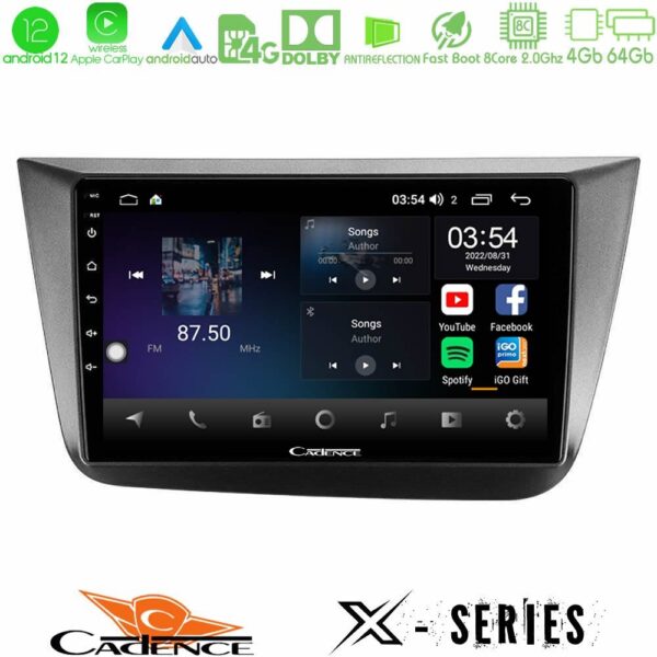 Cadence X Series Seat Altea 2004-2015 8core Android 14 4+64GB Navigation Multimedia Tablet 9"