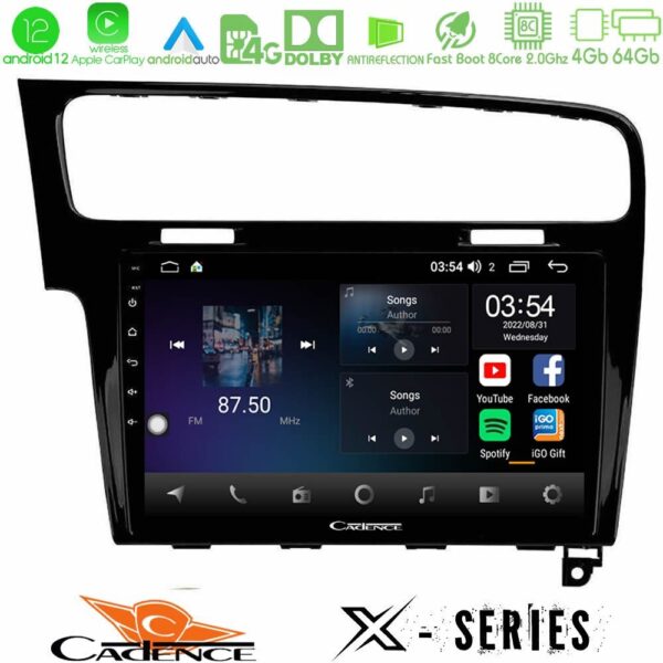 Cadence X Series VW GOLF 7 8core Android 14 4+64GB Navigation Multimedia Tablet 10"