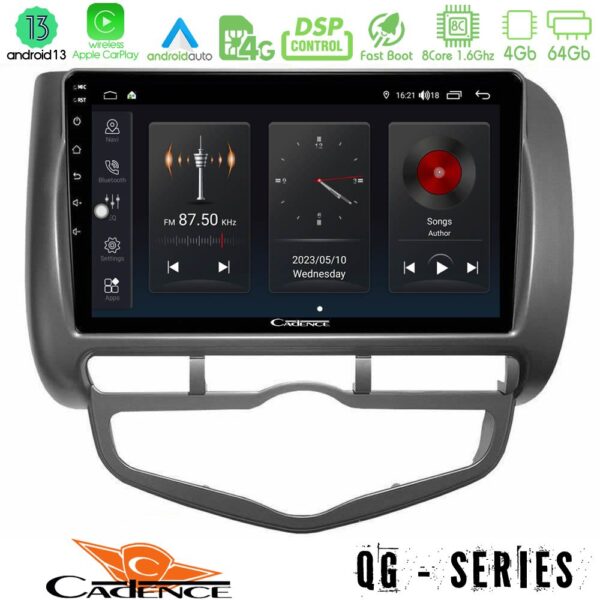 Cadence QG Series 8Core Android13 4+64GB Honda Jazz 2002-2008 (Auto A/C) Navigation Multimedia Tablet 9"